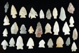29 Flint Artifacts made from many materials and found in many locations.  Largest is 2 1/4
