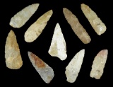 Group of 9 Blades made from a variety of flints.  Largest is 4 1/2