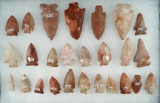Very colorful group of 26 Flint Artifacts.  Largest is 2 5/8