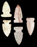 Set of five Archaic Sidenotch points found in Indiana and Ohio, largest is 1 7/8