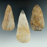 Set of three Adena Blades found in largest is 4 3/6