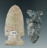 Pair of Archaic Sidenotch points found in Ohio, largest is 2 7/16