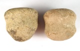 Pair of Full Groove Hammerstones both found in Miami Co., Ohio.  Both are about 2 3/4