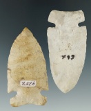 Pair of Archaic Sidenotch points found in Ohio, both very nicely made. Largest is 2 3/4