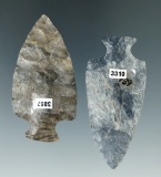 Pair of Bottleneck/Tablerock points found in Ohio. Largest is is 2 1/8