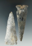 Pair of well patinated Meadowood Knives found in Ohio, largest is 3 3/4