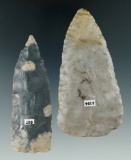 Pair of Flint Blades found in Ohio, largest is 3 7/16