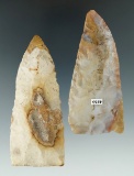 Pair of Triangular Knives made out of Flint Ridge Flint found in Ohio. Largest is 3 9/16