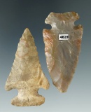 Pair of attractive Carter Cave Flint Cornernotch points found in southern Ohio, largest is 2 5/16