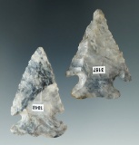 Pair of attractive Upper Mercer Flint Archaic Thebes Bevels found in Ohio, largest is 2 1/8