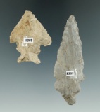 Pair of Merkle Double Notch points found in Ohio and Kentucky.  Largest is 3 1/16