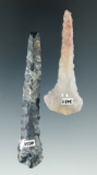 Pair of Ohio Drills made from Coshocton and Flint Ridge Flint. Largest is 3 3/16