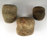 Group of 3 Hardstone Hammerstones all found in Ohio.  Largest is 2 7/8