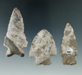 Set of three assorted Ohio points made from attractive material, largest is 2 5/8