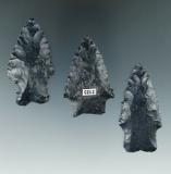 Set of three Coshocton Flint Heavy Duties, largest is 2