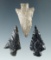 Set of three Columbia River arrowheads, largest is 1 5/16