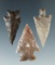 Set of three Columbia River arrowheads, largest is 1 1/4