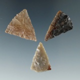 Set of three triangular points found near the Columbia River, largest is 1