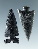 Pair of very well flaked obsidian points found in Oregon, largest is 1 1/4