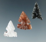 Set of three Sidenotch arrowheads found near the Columbia River, largest is 3/4