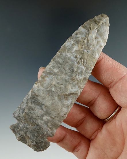 3 15/16" Upper Mercer Flint Dovetail found in Ohio.
