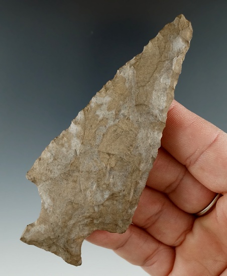3 7/8" Onondaga Flint Susquehanna broad Blade found in New York. Ex. Howdy Lang.