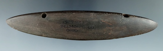 6" Ridged Gorget with restoration to 1 1/4" at one end,Belmont Co., Ohio. Ex. Wehrle.