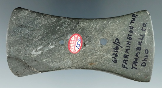 3 3/4" Bi-Concave Gorget found in Farmington Twp.,Trumbull Co., Ohio. Ex. Curly Platt.