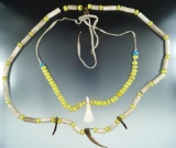 Pair of Bone and glass bead necklaces, largest is 28