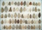 Group of 67 assorted arrowheads from various locations, largest is 2 3/8