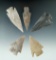 Five nice assorted Texas arrowheads, largest is 2 7/8