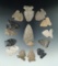 Group of 14 Archaic Sidenotch points found in Ohio, largest is 1 15/16