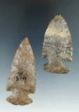 Pair of well-made Onondaga Flint Cornernotch points found in Allegheny Co., New York.