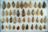 Group of 42 assorted arrowheads found in the Midwestern and Eastern U. S. Largest is 1 3/4