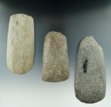 Set of 3 Stone Tools including two Celts and and a Lamoka Faceted Adze found in New York.