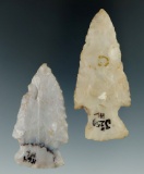 Pair of Hopewell points made from high-quality Flint Ridge Flint found in New York. Ex.  Lang.