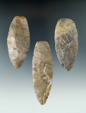 Set of three Paleo Blades found together on the Grasdorf farm by Howdy Lang, New York.