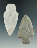 Pair of Adena points both found on Flint Ridge between 1969 and 1972 by Jack Hooks.