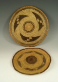 Pair of beautifully woven trays, largest is 7 1/4