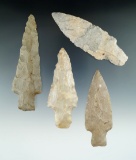Set of four Adena Knives found in Kentucky, Illinois and Ohio. Largest is 3 15/16
