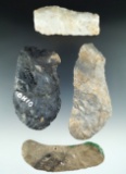 Set of four Paleo Knives found in Coshocton, Fairfield and Franklin Co.,'s Ohio.