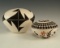 Pair of contemporary southwestern Acoma Pottery Vessels that are both signed on the bottom.