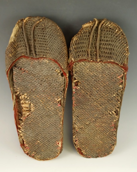 Pair of nicely woven Moccasins found in a dry cave in southern New Mexico.