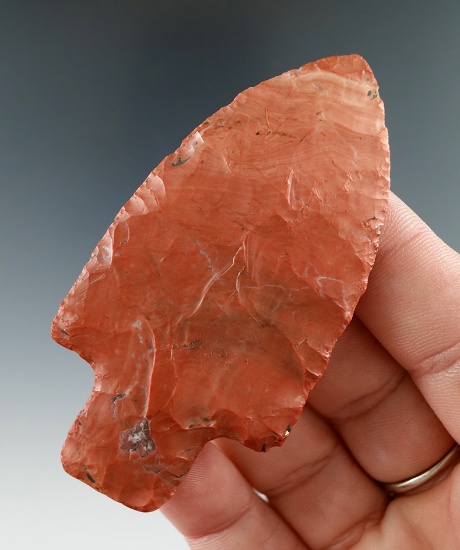 Beautifully colored 2 15/16" Red Flint Ridge Flint Adena found in Richland Co., Ohio.
