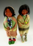 Pair of vintage Skookum Dolls, largest is 9 3/8