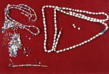 9 x 12 frame of assorted beads - Eastern U. S. Including multiple strands as well as loose beads.