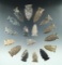 Group of 17 assorted arrowheads found in Ohio, largest is 2 3/16