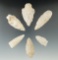 Set of 6 Quartz arrowheads found in New Jersey, largest is 2 1/2