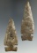 Pair of well flaked Intrusive Mound Sidenotch points - Onondaga Flint - Allegheny Co., NY.