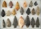Group of 20 assorted arrowheads found in various states, largest is 2 5/16